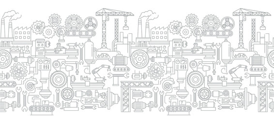 Obraz premium Industrial factory manufacturing conveyor belt line art pattern