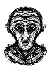 Abstract face. Abstract image for printing. Picture for modern interiors. The picture is painted by hand on a tablet. © neurostructure