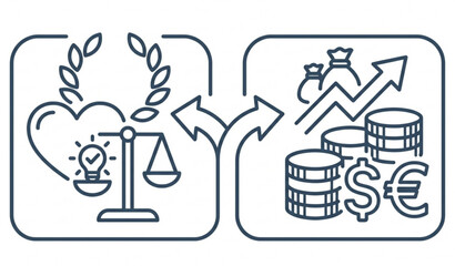 Fototapeta premium Conscience and Money Choice Symbol Line Vector Icon