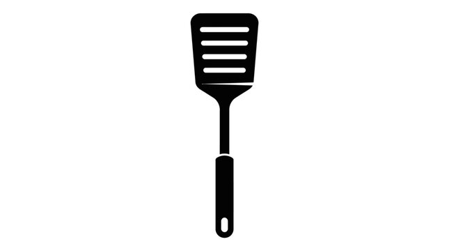 Black Silhouette Of A Kitchen Spatula On A White Background