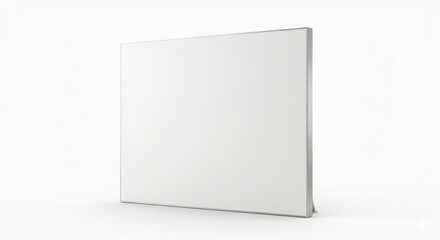 Fototapeta premium Ultra realistic empty white backdrop panel, clean smooth surface, isolated on white background, design mockup template