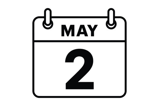 Minimalist calendar page showing may 2nd