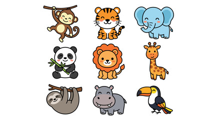 Fototapeta premium Cute cartoon animal characters collection for children design.