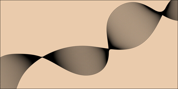 Abstract beige background with overlapping black curved gradient shapes forming smooth symmetrical modern minimal artistic composition design
