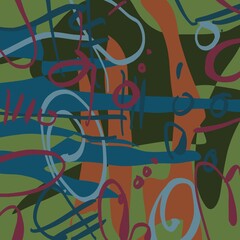 Abstract image for printing. Picture for modern interiors. The picture is painted by hand on a tablet. © neurostructure