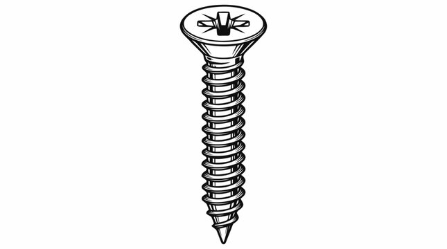 A detailed illustration of a single metal screw with a cross-head and pointed tip