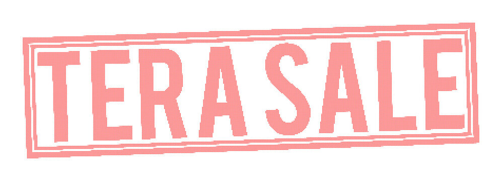 Red Tera Sale stamp with white background on transparent background