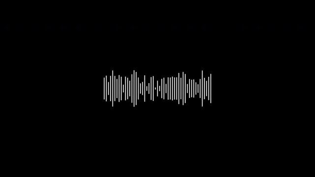 sound Audio waveform animation with transparent background, sound wave audio wave form isolate background with alpha channel, 4k video.