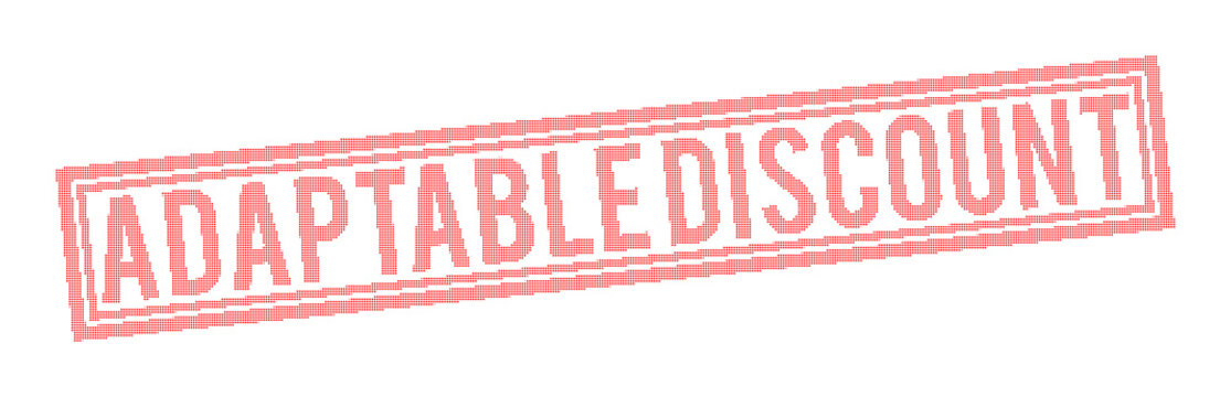 Red adaptable discount stamp with white background on transparent background