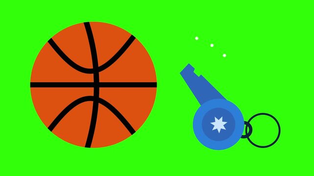 Basketball and Whistle loopable Animation for School Physical Education and Sports Coaching