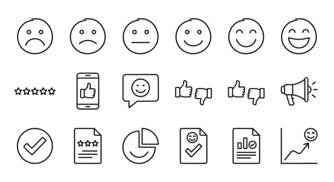 Customer feedback and sentiment sketch icon set with feedback satisfaction sentiment customer