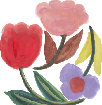 Hand painted watercolor flowers collection