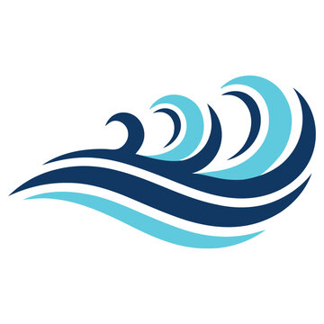 Parallel Blue Abstract Ocean Wave Ripples Logo Icon