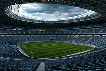 Fototapeta premium Stadium filled with empty seats ready for a match