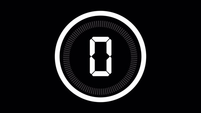 5 Seconds Minimal Digital Countdown Timer with Alpha Channel | Circular Timer Overlay | 4K Motion Graphics