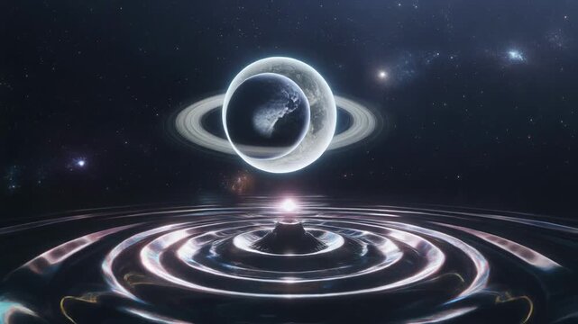 Abstract fluid motion of swirling liquid in dark space
