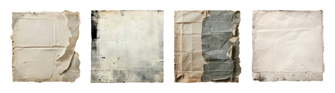 PNG Vintage textured papers on transparent background