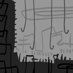 Abstract image for printing. Picture for modern interiors. The picture is painted by hand on a tablet. © neurostructure