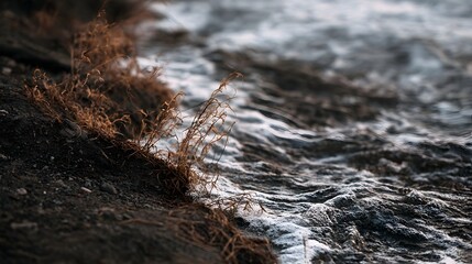 Fototapeta premium Abstract view of dynamic water waves and foam showcasing organic shapes and natural fluid movement