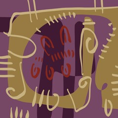 Abstract image for printing. Picture for modern interiors. The picture is painted by hand on a tablet. © neurostructure