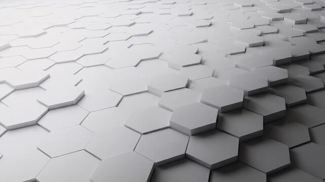 Gray hexagons, metallic hex pattern, 3D geometric shapes, background texture