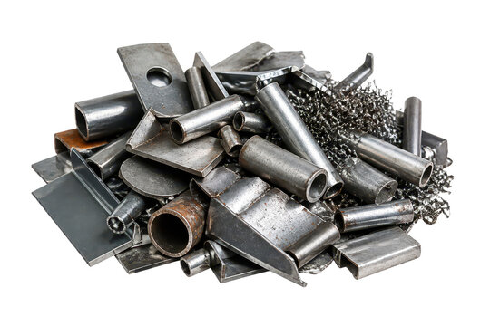 Pile of cut steel scrap and metal offcuts