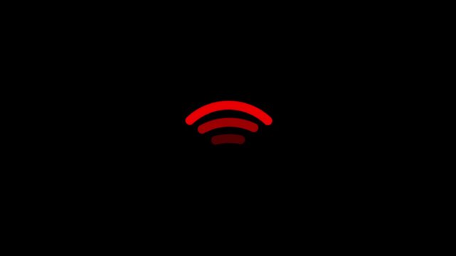 W i-F i signal strength indicator animation, wireless internet hotspot and network connectivity icon element 4 k video
