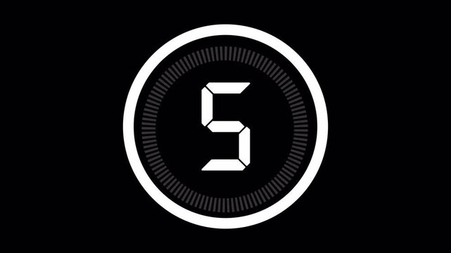 10 Seconds Minimal Digital Countdown Timer with Alpha Channel | Circular Timer Overlay | 4K Motion Graphics
