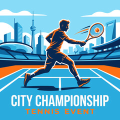 Fototapeta premium Dynamic Tennis Player in Urban Stadium Championship Event Action