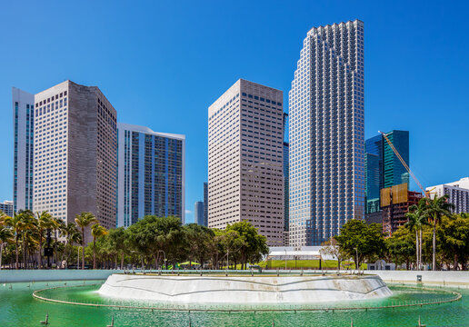 Downtown Miami city buildings against the skyline