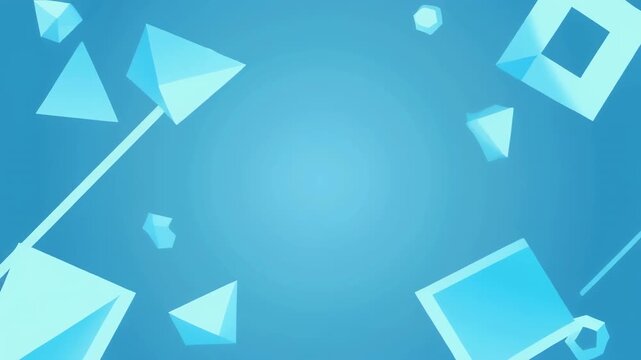 abstract geometric shapes animation in blue gradient background