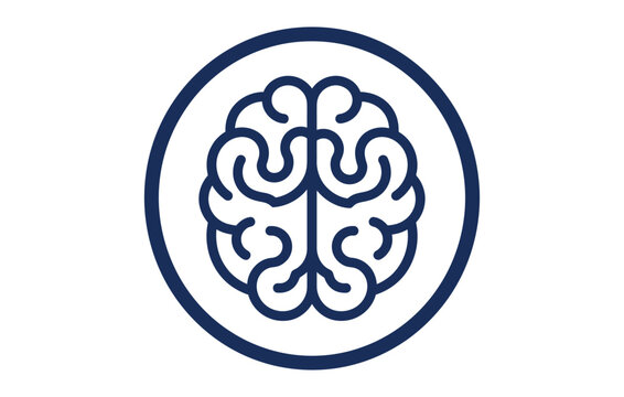 Icon of a human brain inside a circle representing cognitive development and neuroscience