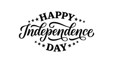Hand lettered happy independence day typography with stars on a white background for patriotic celebrations © Babla