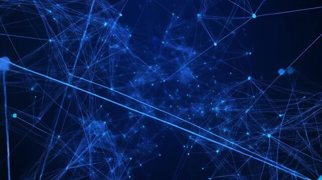 Abstract glowing particle flow in dark space animation