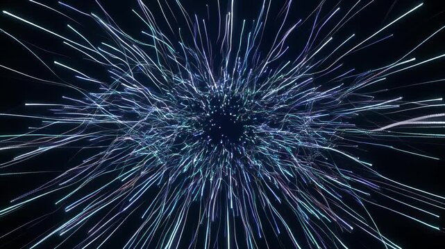 Abstract light trails forming dynamic geometric patterns in motion