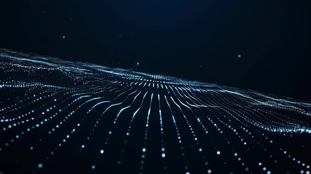 Abstract light trails forming geometric patterns in dark space