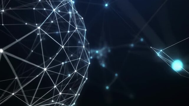 Abstract glowing wireframe sphere animation sequence