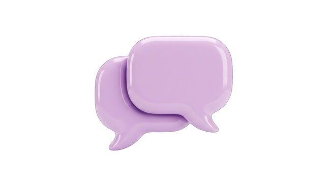 Two purple 3D speech bubble icons isolated on a transparent background. Ideal for messaging apps, communication concepts, social media, user interface design, web development, presentations, and creat