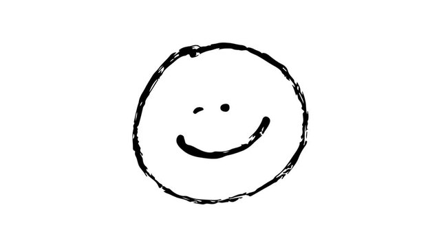 Grunge style textured smiley face loop animation, vector motion graphic