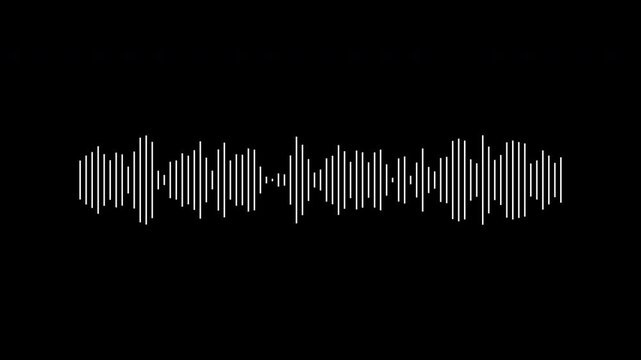 sound Audio waveform animation with transparent background, sound wave audio wave form isolate background with alpha channel, 4k video.