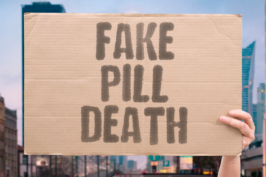 "Fake pill death" Counterfeit tablets cause overdose fatalities. COUNTERFEIT. OVERDOSE. FATALITY. CRISIS. EPIDEMIC.