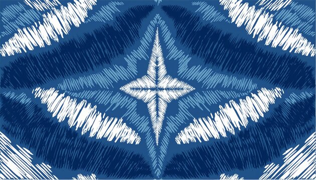 Abstract Shibori Indigo Blue Background Seamless Vector Pattern