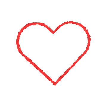 Hand drawn red heart outline on white background