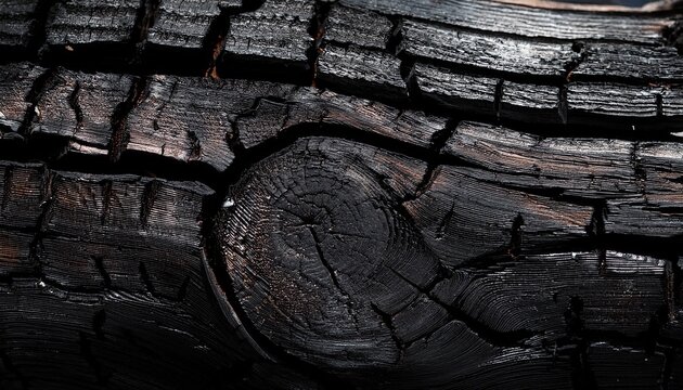 Close Up Of Charred Wood Texture Burnt Remains Macro Shot Abstract Background