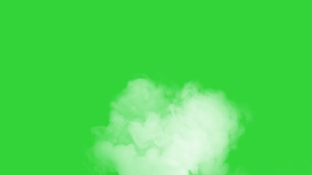 Thick White Steam Vapor Cloud Rising Bottom Green Screen Overlay