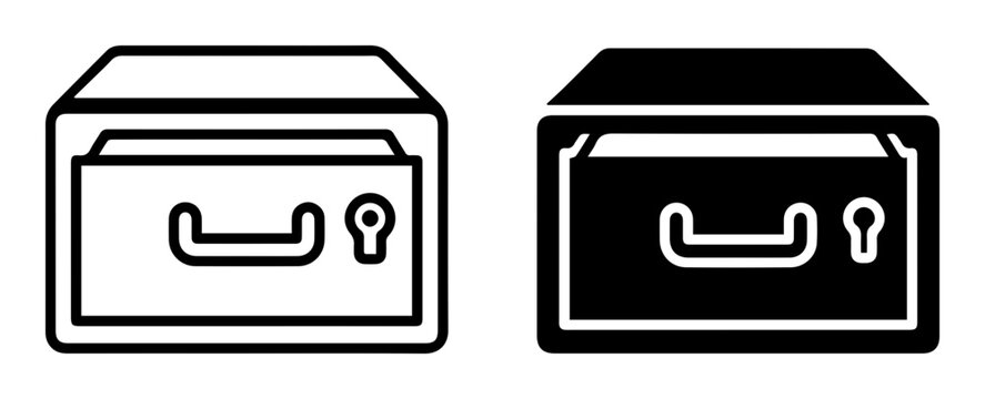 File box icons, folder symbols, lock storage, secure document boxes