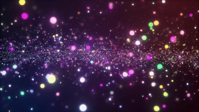 Abstract particle motion in dark cosmic space with glowing orbs