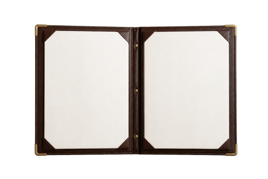 Blank leather menu cover with cream pages