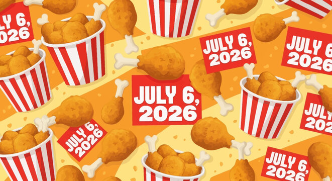 Vector pattern design of fried chicken buckets and dates