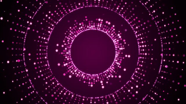 abstract pink circle tunnel frame with glitter shiny stars and bokeh lights and particle animation ,dark luxury cosmetics beauty and holiday christmas and new year social media motion background